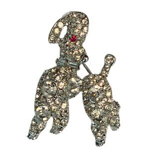 Poodle Dog Rhinestone Brooch Pin